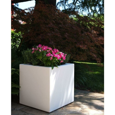 Cubo liscio in resina 'Fenice' cm. 45 BIANCO