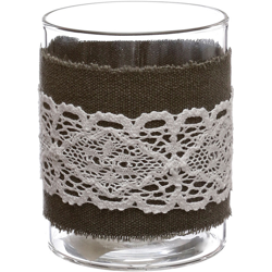 Portacandela In vetro con decoro in pizzo grigio características