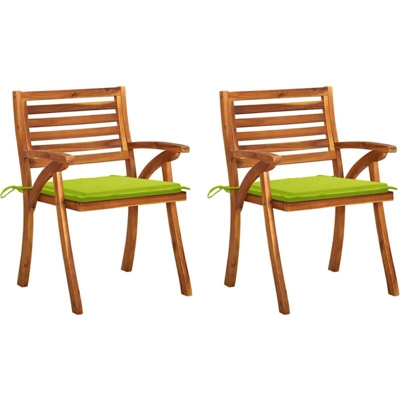 vidaXL Sedie da Pranzo da Giardino con Cuscini 2 pz Massello di Acacia - Marrone