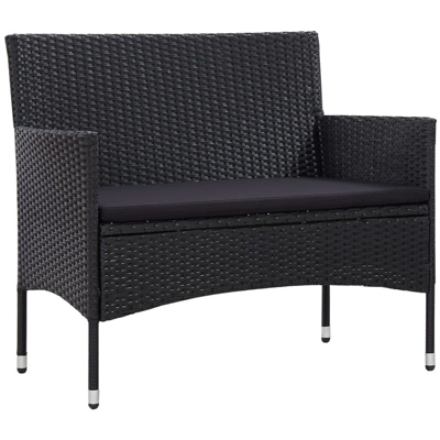 Panchina da Giardino 103 cm in Polyrattan Nera - Nero - Vidaxl