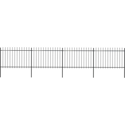 Recinzione da Giardino con Punta a Lancia Acciaio 6,8x1,2m Nera - Nero - Youthup