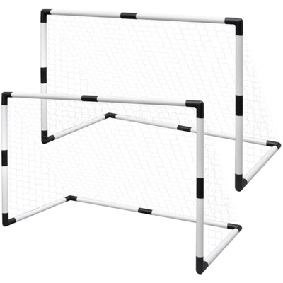 vidaXL Set Mini Porte da Calcio 2 pz per Bambini 91,5 x 48 x 61 cm - Bianco