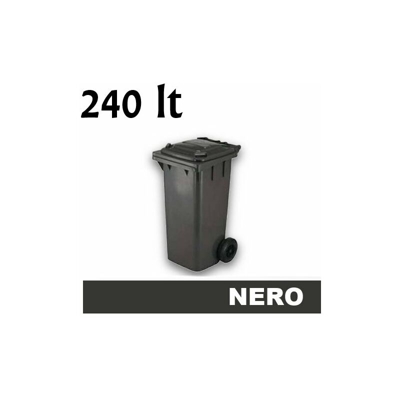 Grecoshop - Cassonetto/Pattumiera/Contenitore/Bidone per raccolta rifiuti uso esterno 240lt Nero