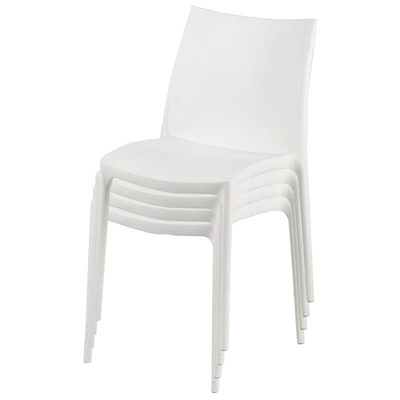 Set 4 Sedie Zip Bianche Impilabili Polipropilene Per Esterno E Interno