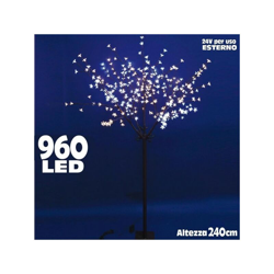 Albero Di Natale Luminoso Ciliegio Per Esterno 960 Led H 240 Cm Bicolore Bianco precio