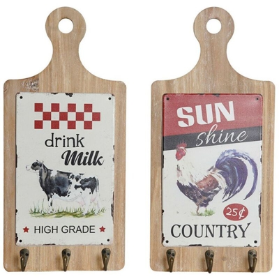 Attaccapanni da Terra DKD Home Decor Rosso Legno Metallo (2 pcs) (21 x 5 x 45 cm)