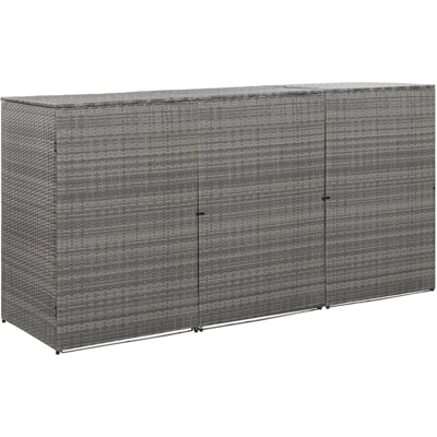 Copribidone Triplo Spazzatura Antracite 229x78x120cm Polyrattan - Antracite - Youthup