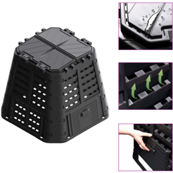 Compostiera da Giardino Nera 93,3x93,3x80 cm 480 L - Nero - Vidaxl en oferta