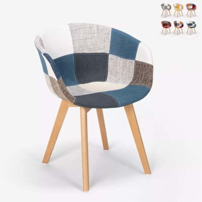 Sedia patchwork design nordico legno e tessuto cucina bar ristorante Pigeon | Patchwork 6