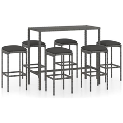 Set Da Bar Da Giardino 7 Pz Con Cuscini In Polyrattan Grigio en oferta