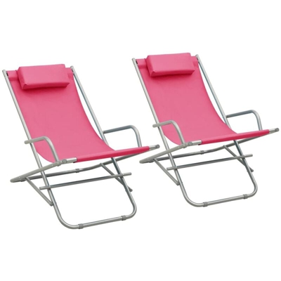Sedie a Dondolo 2 pz in Acciaio Rosa - Rosa - Vidaxl