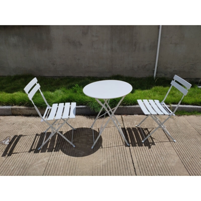 96340 Set Bistro' Giotto In Acciaio Bianco - Tavolo + 2 Sedie