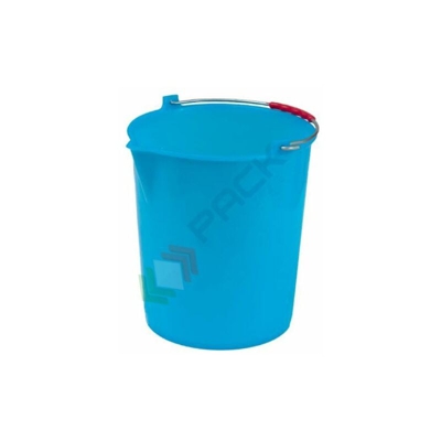 Secchio plastica (PE) conico con becco, capacità 17 Lt, Mis. Ø 330 x 320 H mm, manico in metallo, colore azzurro (17 Lt - Azzurro)