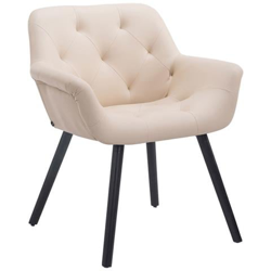 Sedia Poltroncina Cassidy con Fodera in Similpelle - Sedia Ospite rétro, Gambe in Legno - Sedia Poltroncina Sala Attesa Imbottita e con Braccioli Crema Telaio: Nero en oferta
