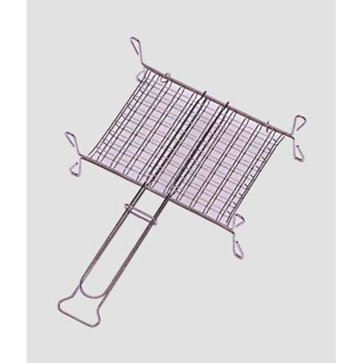 Graticola a Rete Doppia con Piedini Griglia Barbecue Camino Arrostire Ompagrill - Misure: 22 x 27 cm