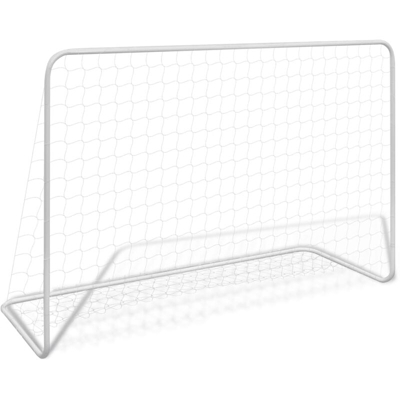 vidaXL Porta da Calcio con Rete 182x61x122 cm in Acciaio Bianca - Bianco