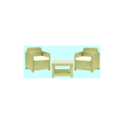 Set rattan salottino tete a tete juta 2 poltrone + 1 tavolino arredo giardino