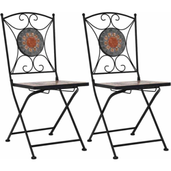 vidaXL Sedie da Bistrò con Mosaico 2 pz Arancio/Grigio - Arancione en oferta