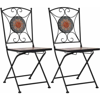vidaXL Sedie da Bistrò con Mosaico 2 pz Arancio/Grigio - Arancione