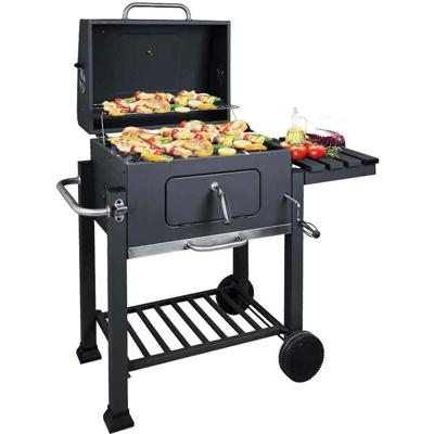 Barbecue Carbone da Giardino BBQ Griglia Grill Carbonella Regolabile + Ripiano