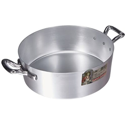 Casseruola Bassa, in Alluminio BLTF, con 2 Manici in Acciaio Inossidabile, Argento, 30 cm - Agnelli