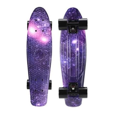 22 Pollici Skateboard Cruiser Penny Retro Longboard Skate Graphic Galaxy Complete Led Light Viola
