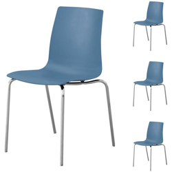 4x Sedie Sala da Pranzo Salotto Cucina Moderne Polipropilene e Acciaio Blu características