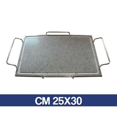 Griglia Bistecchiera Piastra In Pietra Lavica Con Manici In Acciaio 31740V Cm 25X30 (31741)