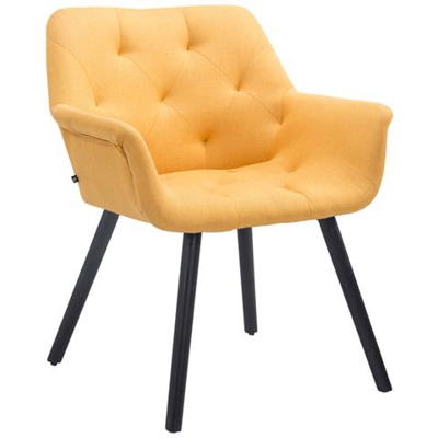Sedia Attesa Cassidy in Tessuto E Legno | Poltroncina Imbottita Conferenze, con Braccioli, Alt. Seduta 45 cm I Carico Max 150KG Giallo Base Legno: Nero
