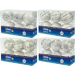 BOX NATALE 6 SFERE LUXURY BIANCO ARGENTO COLORI ASSORTITI - Maury's características