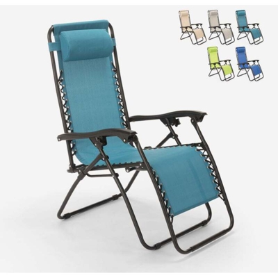 Sedia sdraio spiaggia giardino pieghevole multiposizione Emily Zero Gravity | Azzurro