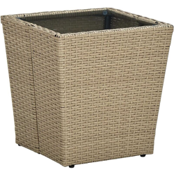 Tavolino Beige 41,5x41,5x44 cm in Polyrattan e Vetro Temperato - Beige - Vidaxl precio
