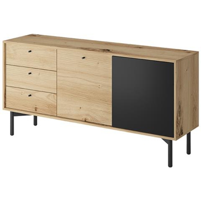 Mobile Tv Sofija. Mobile Porta Tv Per Il Soggiorno. Mobile Tv Per Cameretta Ragazzi, Colore Rovere Artigianale / nero Perla