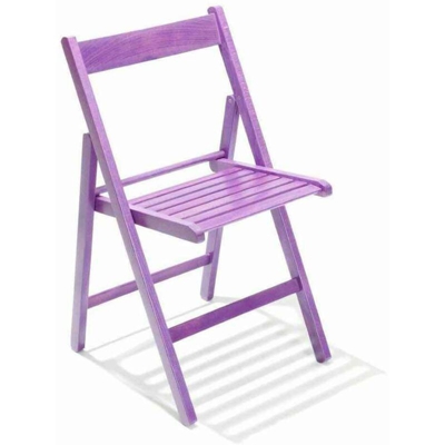 Sedia richiudibile salvaspazio in legno di faggio color Viola
