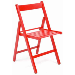 Sedia richiudibile salvaspazio in legno di faggio color Rosso en oferta