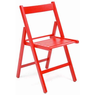 Sedia richiudibile salvaspazio in legno di faggio color Rosso