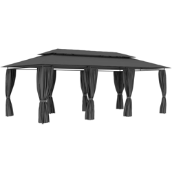 Gazebo con Tende 600x298x270 cm Antracite - Antracite - Youthup en oferta