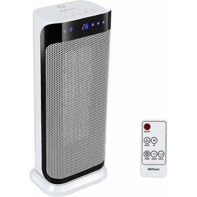 Termoventilatore Ceramico 2000W, con Telecomando 70 ° Oscillazione Timer 0-8H 3 Livelli di Potenza Indicatore LED Protezione da Surriscaldamento 30 °