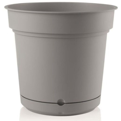 Vaso tondo con sottovaso in resina colorati da esterno e giardino fiori piante pianta (vaso 28 cm - bruno)