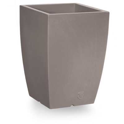 Vaso quadrato in resina 'Genesis' h. 40 cm. Taupe