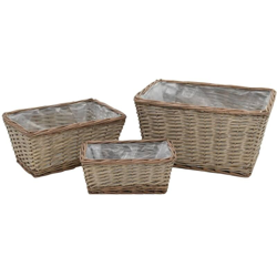 Letti Rialzati da Giardino 3 pz in Vimini e Rivestimento in PE - Marrone - Vidaxl en oferta