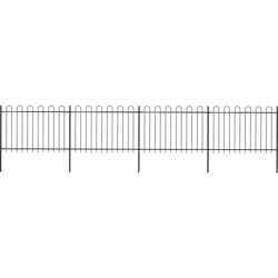 YOUTHUP Recinzione da Giardino con Punta Tonda in Acciaio 6,8x1,2m Nera - Nero características