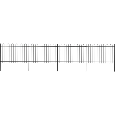 YOUTHUP Recinzione da Giardino con Punta Tonda in Acciaio 6,8x1,2m Nera - Nero