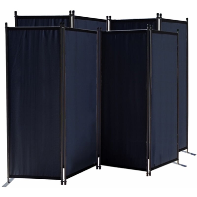 2 Pezzi Paravento da Giardino 220 x 165 cm 4 parti pieghevole Divisorio in Tessuto Protezione della Privacy Nero