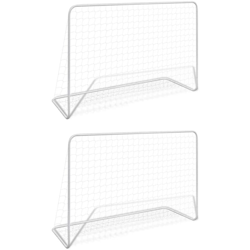 vidaXL Porte da Calcio 2 pz con Reti 182x61x122 cm in Acciaio Bianche - Bianco características