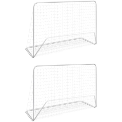 vidaXL Porte da Calcio 2 pz con Reti 182x61x122 cm in Acciaio Bianche - Bianco