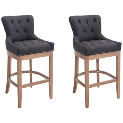 Set 2 Sgabelli Lakewood In Legno E Tessuto I Coppia Sgabelli Alti Vintage I Sgabelli Bar Design Chesterfield Con Poggiapiedi Grigio Scuro Antico Chiaro en oferta