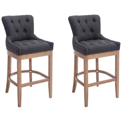 Set 2 Sgabelli Lakewood In Legno E Tessuto I Coppia Sgabelli Alti Vintage I Sgabelli Bar Design Chesterfield Con Poggiapiedi Grigio Scuro Antico Chiaro