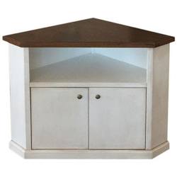 Mobile Porta Tv In Legno Ad Angolo Shabby Chic Bicolore Bianco E Noce Scuro en oferta