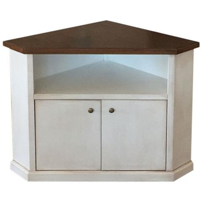 Mobile Porta Tv In Legno Ad Angolo Shabby Chic Bicolore Bianco E Noce Scuro